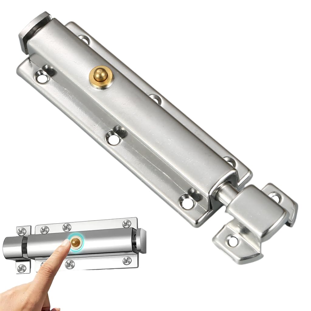 HASTHIP Auto-Retracting Spring Door Latch - Stainless Steel Safety Bolt with Advanced Mechanism, Secure Screw Mount for Home & Apartment Security, Ideal for Families with Children & Pets HASTHIP Auto-Retracting Spring Door Latch - Stainless Steel Safety Bolt with Advanced Mechanism, Secure Screw Mount for Home & Apartment Security, Ideal for Families with Children & Pets